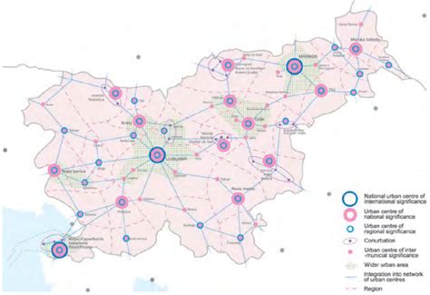 Hierarchy of urban centres with wider urban and functional urban areas ...