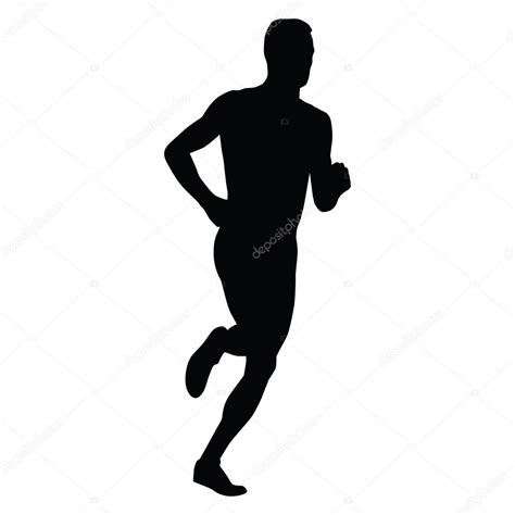 Vector runner, running man silhouette. Run, sport, active boy — Stock ...