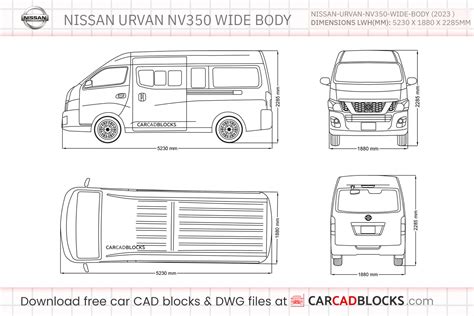 Nissan Urvan NV350 Wide Body 2023 Free CAD Blocks, DWG File - CarCadBlocks