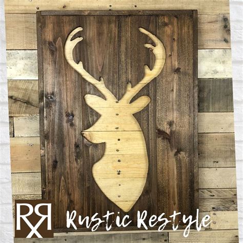 30 Rustic Wood Deer Silhouette Cutout Wall Art, Hunting Cabin Sign ...