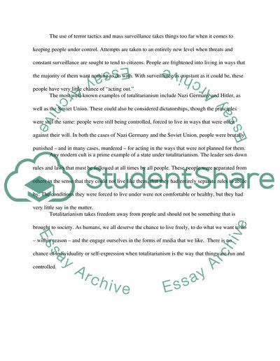 Opposing Totalitarianism Essay Example | Topics and Well Written Essays - 500 words