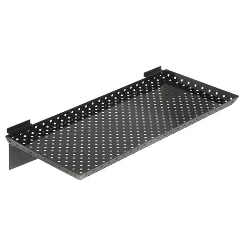 Black Perforated Slatwall Shelves, 24"W