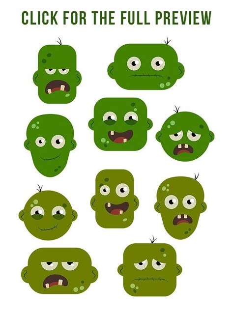 10 zombie faces halloween clipart – Artofit