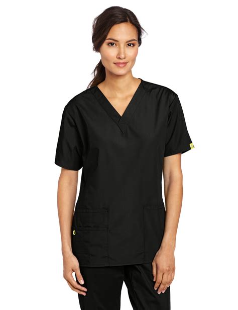 Galleon - WonderWink Women's Scrubs Bravo 5 Pocket V-Neck Top, Black ...