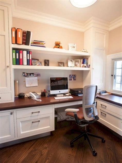 60 Adorable Small Office Furniture Ideas - ROUNDECOR | Home office design, Cozy home office ...