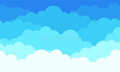 Cloud Pattern Background, Flat White Clouds in Blue Sky. Vector ...