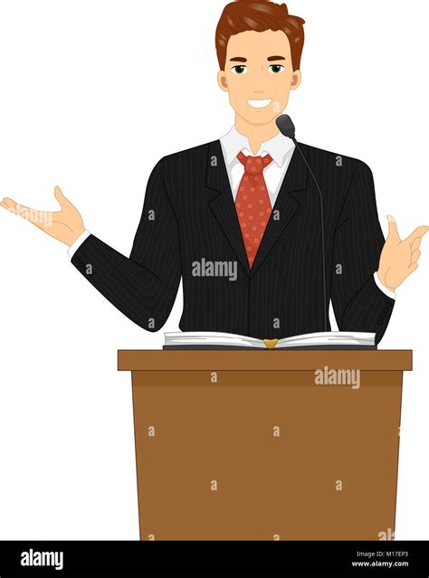 Illustration of a Pastor Behind a Lectern Preaching Stock Photo - Alamy