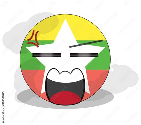 Myanmar flag emoji screaming in fear or pain. A Myanmar flag emoticon ...