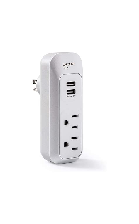 Multi Plug Outlet Expander 2 AC Outlets & 2 USB Charging Ports 3 Prong Wall Plug Adapter Ideal ...