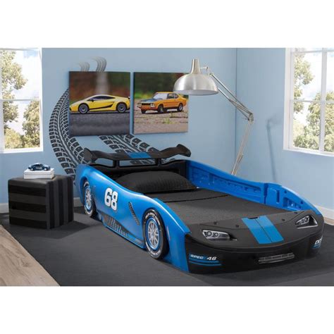 Kids Car Bed Race Blue Child Toddler Frame Twin Size Furniture Boys Classic New | Twin car bed ...