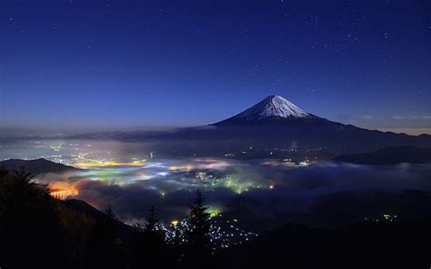 HD wallpaper: volcano and milky way galaxy, nature, stars, water, Mount Fuji | Wallpaper Flare