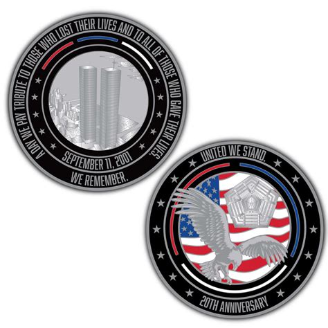 20th Anniversary, 9/11 Challenge Coin - Thin Blue Line USA