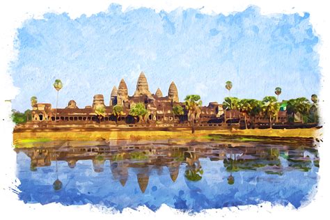 Angkor Wat View Watercolor Graphic by Poster Boutique · Creative Fabrica