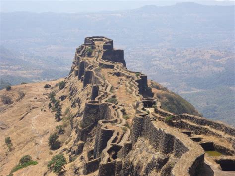 Bastions and fortifications of Rajgad Fort, India : castles