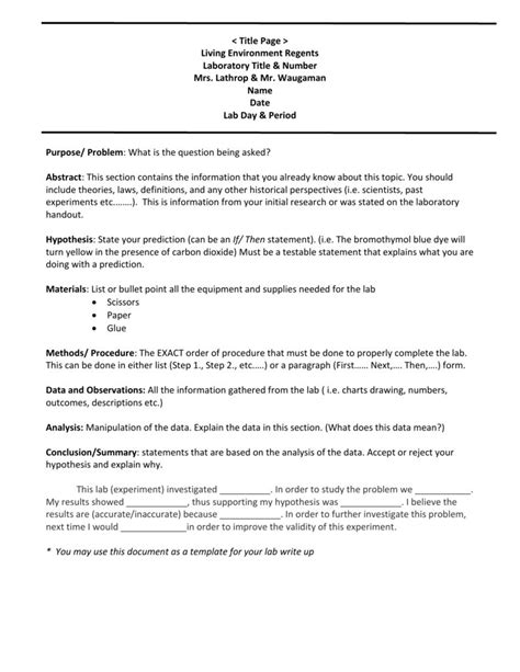 Biology Lab Report Template with regard to Biology Lab Report Template - CUMED.ORG