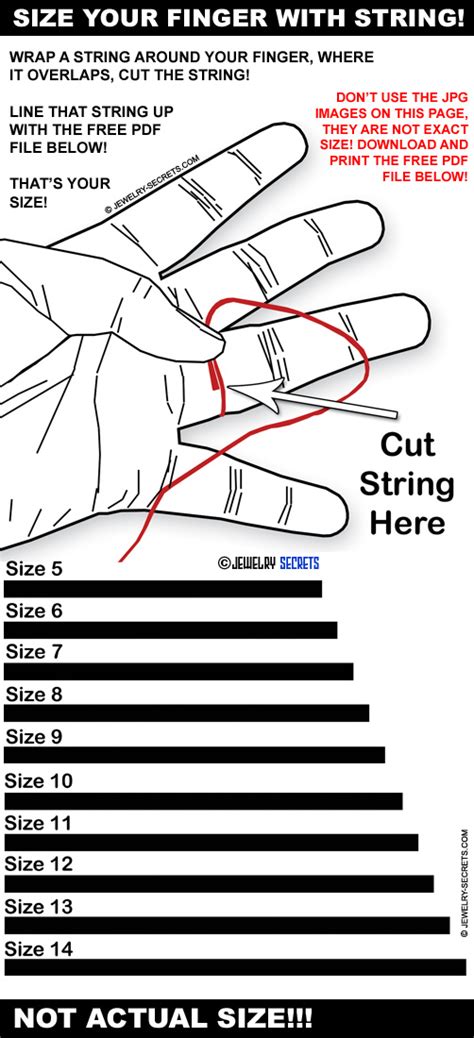 FREE RING SIZE FINGER SIZE SIZING CHART – Jewelry Secrets