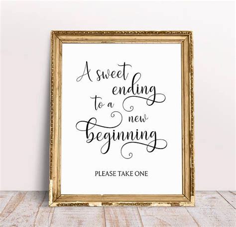 A Sweet Ending to A New Beginning Wedding Quotes Wedding - Etsy ...