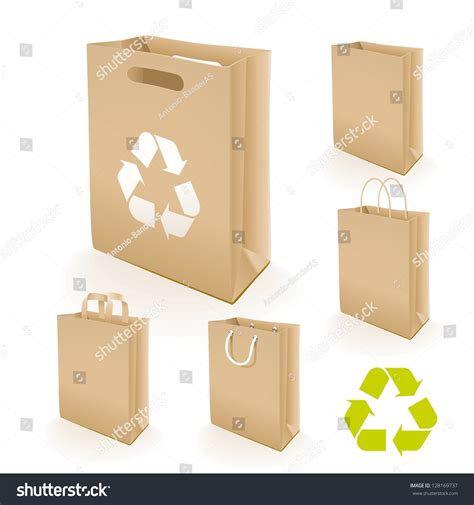 Recycling Paper Bag Illustration Set Recycled Stock Vector (Royalty ...