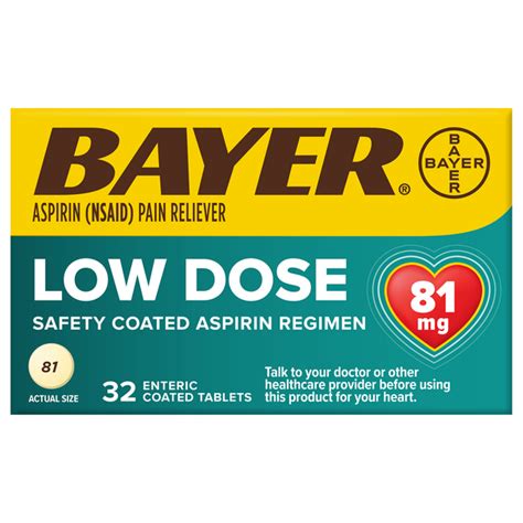 Save on Bayer Low Dose Aspirin Regimen Pain Relief 81 mg Safety Coated ...