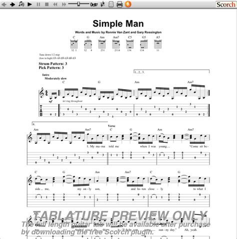 Simple Man Lynyrd Skynyrd Chords - Sheet and Chords Collection