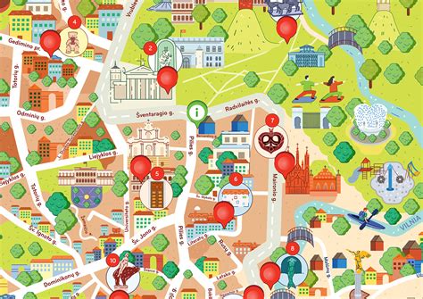 Illustrated map of Vilnius old town on Behance