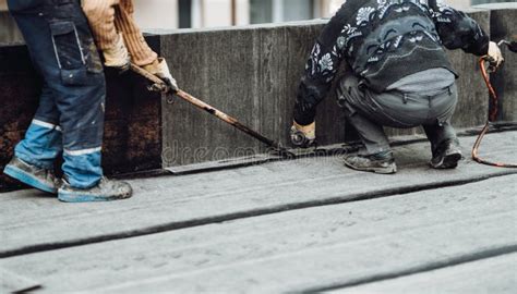 Bituminous Membrane Waterproofing System Details and Installation on Rooftop Stock Photo - Image ...