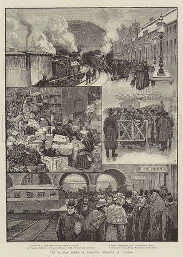 The Railway Strike in Scotland, Sketches at Glasgow stock image | Look and Learn