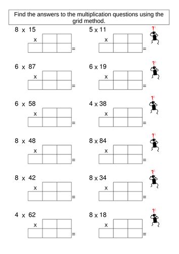 Multiplication Grid method Worksheet generator. by skettle - Teaching Resources - Tes