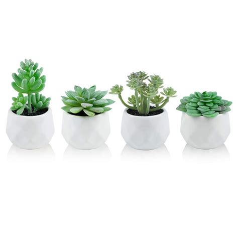 Artificial Plants Desk Fake Succulents Indoor Decor Office Room Decoration Small Tiny Realistic ...