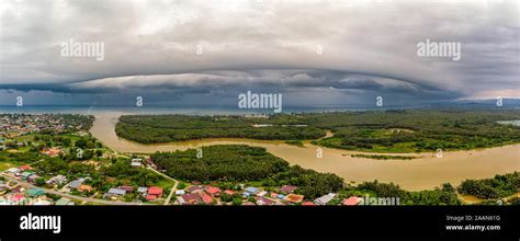 Arcus clouds over Papar, Sabah. An arcus cloud is a low, horizontal ...