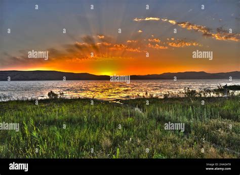 Sunset over the Sea of Galilee Israel Stock Photo - Alamy