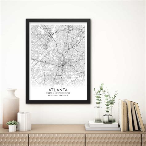 Atlanta Georgia Map Poster, Modern Home Decor Wall Art Print - Custom ...