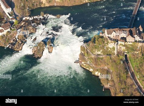 RHINE FALLS (aerial view). Large waterfall on the Rhine River near Stock Photo: 56108232 - Alamy