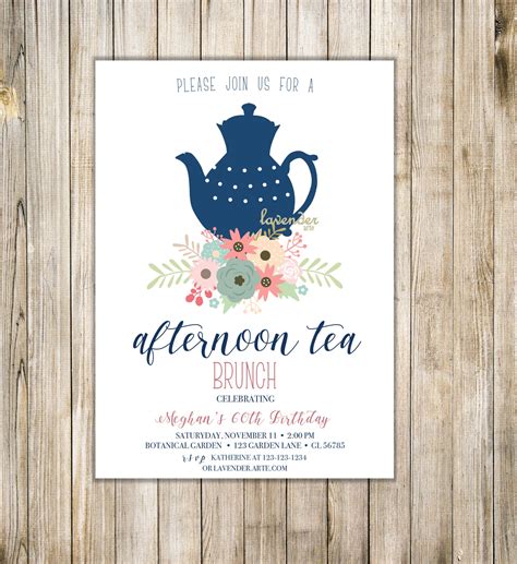 Rustic AFTERNOON TEA INVITATION Women 60th Birthday Tea Party | Etsy