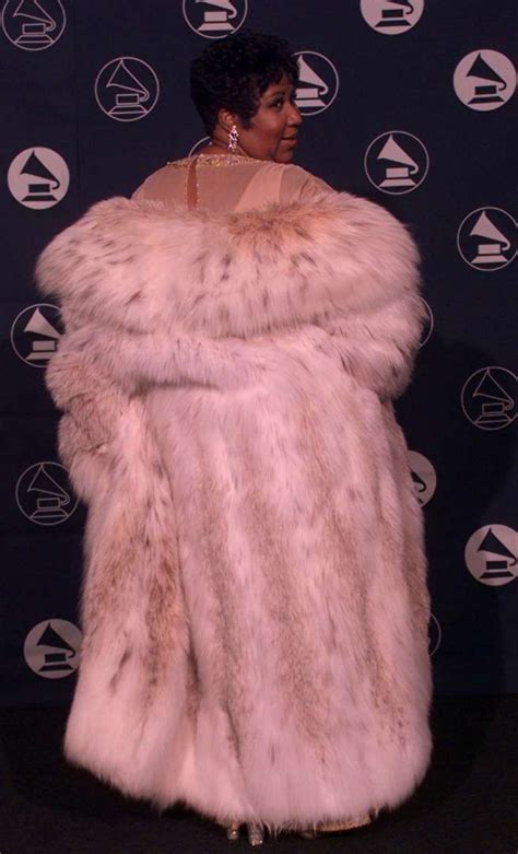 Aretha Franklin wore a floor-length fur coat to the 1997 Grammys in New ...