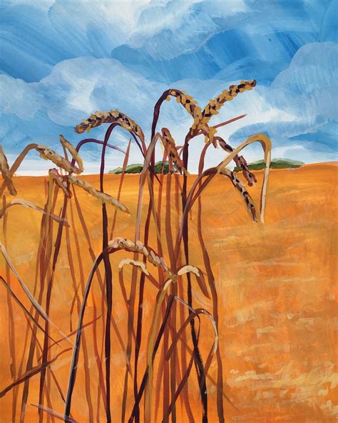 Wheat Field Landscape Original Painting Hand-painted Wheat Harvest Art ...