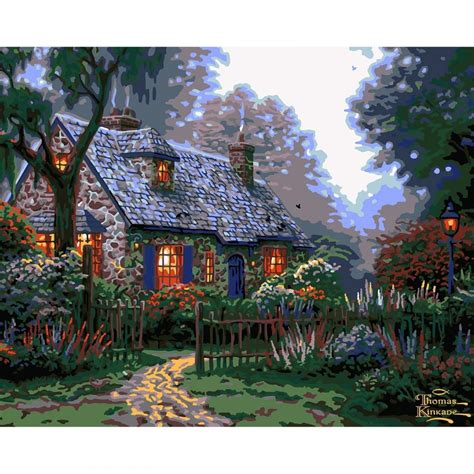 Thomas Kinkade Luminosity Foxglove Cottage Paint by Numbers | Paint by ...