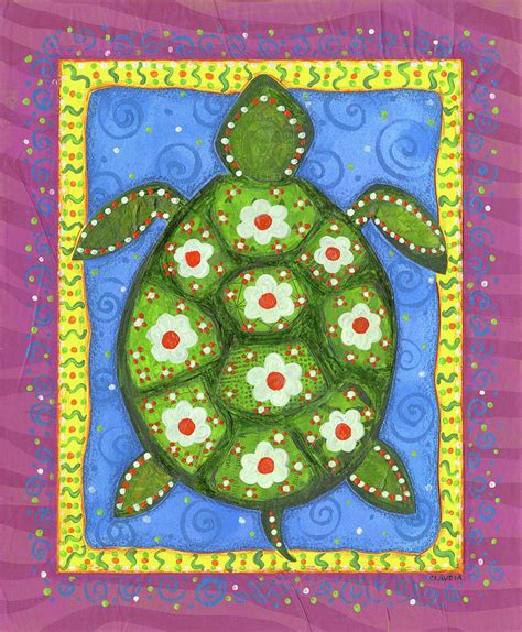 Flower Turtle Painting by Claudia Interrante - Fine Art America