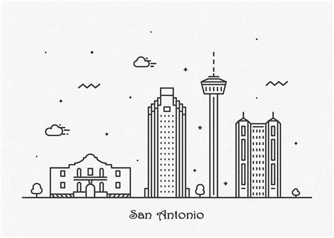 San Antonio Cityscape Travel Poster Drawing by Inspirowl Design - Pixels