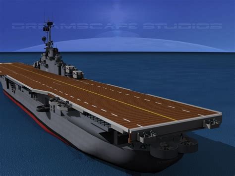 Essex Class Aircraft Carrier CV-9 USS Essex 3D model animated rigged ...