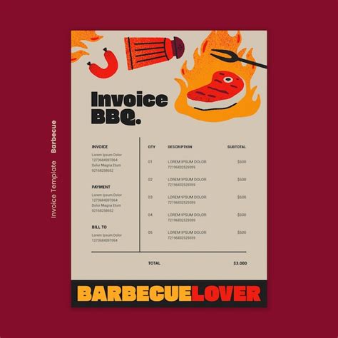 Free PSD | Delicious bbq invoice template