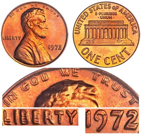 1972 Lincoln Memorial Penny Doubled Die Obverse Coin Value Prices ...