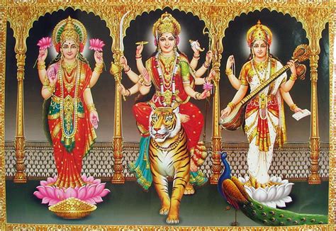 Durga, Lakshmi and Saraswati | Durga, Saraswati goddess, Hindu gods