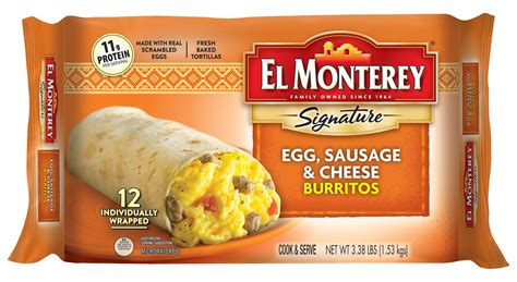 El Monterey Signature Egg Sausage and Cheese Breakfast Burritos 12 ct - Walmart.com - Walmart.com