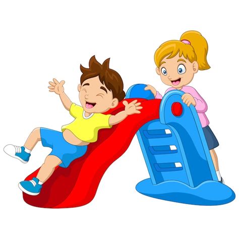 Premium Vector | Cartoon children having fun in the playground