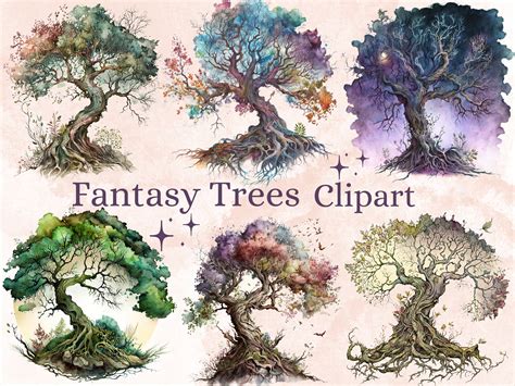 21 PNG Watercolor Tree Clipart Fantasy Tree Clip Art - Etsy UK