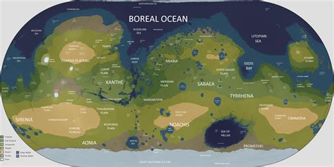 My version of a terraformed Mars, with realistic climates : r/imaginarymaps