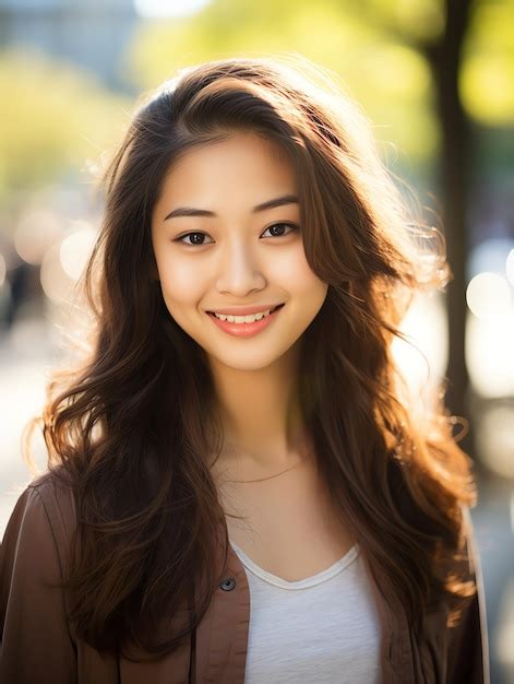 Premium AI Image | beautiful asian girl at city park