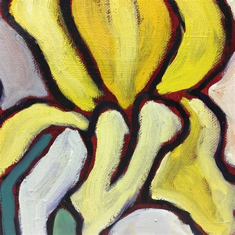 Yellow Iris Oil Painting on Canvas Abstract Wall Art | Etsy