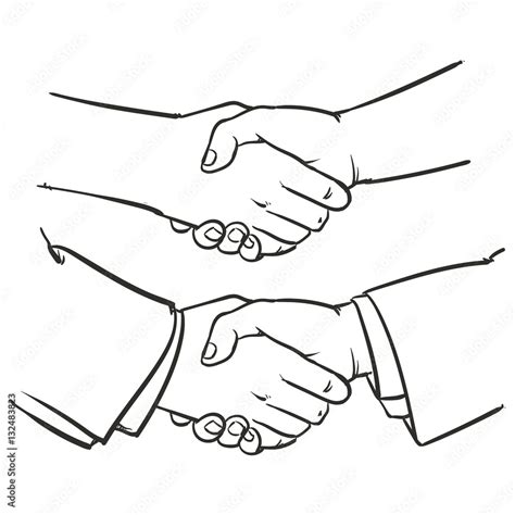 Handshake outline vector illustration, Clip art Stock Vector | Adobe Stock